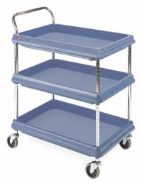Laboratory Utility Cart: 33 3/4 in Overall Lg, 21 1/2 in Overall Wd, 33 1/4 in Overall Ht, Polymer (MPN GRBC2030-3DMB). Key specifications — Brand: INSTOCK; Product Type: Lab Cart; Includes: (3) Shelves; Cart Material: Polymer.