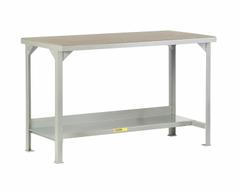 LITTLE GIANT Workbench: Fixed Ht, Hardboard Over Steel, 84 in x 36 in, Gray, Lower Shelf (MPN WSH2-3684-36). Key specifications — Brand: LITTLE GIANT.