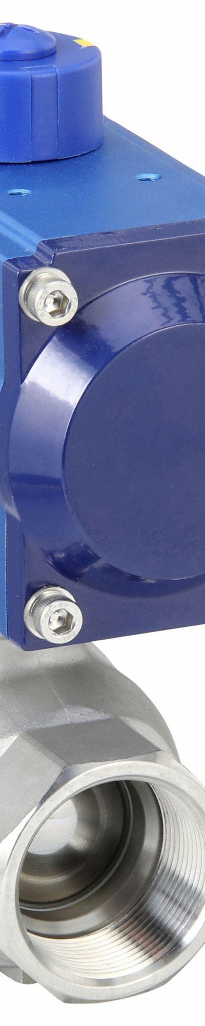 DYNAQUIP CONTROLS Pneumatically Actuated Two-Way Ball Valve: 1 1/2 in - Stainless Steel Pneumatically-Actuated Ball Valves