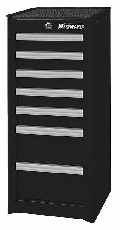 WESTWARD Side Cabinet: Black, 7 Drawers, Padlock - Light-Duty Side Cabinets