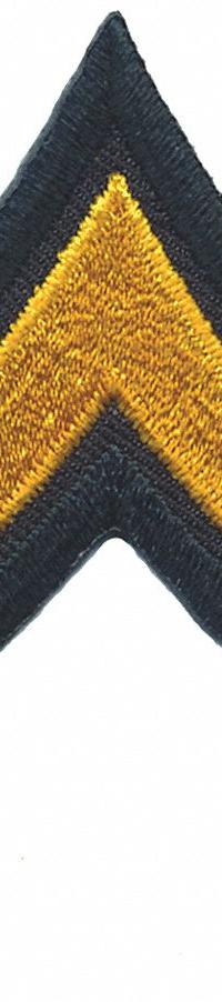 HEROS PRIDE Embroidered Patch: PFC, 3 in, Black/Gold, Polyester/Rayon, Rank Insignia, 1 PR (MPN 5405P). Key specifications — attr188498: 3 in; attr188499: Gold; attr188500: Rayon; attr188503: PFC; attr193746: HEROS PRIDE.