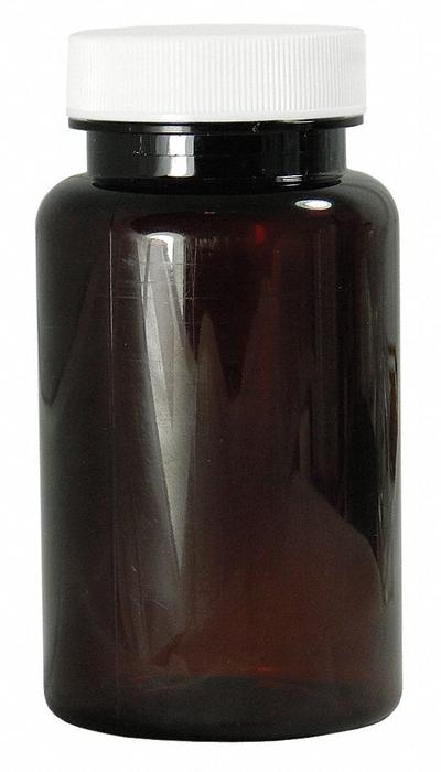 QORPAK Wide Mouth Bottle: PET, 120 mL, 4 fl oz, Closure Included, Amber, 38-400 - PET Wide Mouth Round Lab Bottles