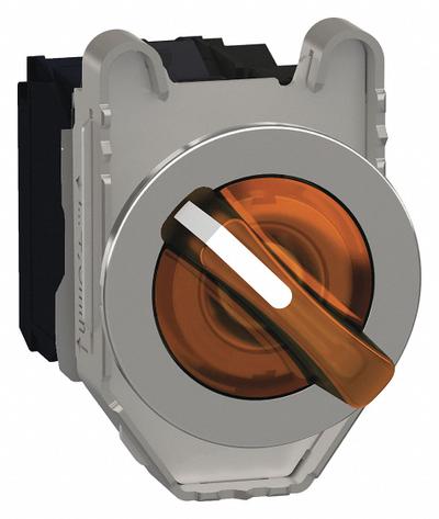 SCHNEIDER Selector Switch: 30 mm Panel Mounting Size, 2 Positions, Short Lever, 1NO/1NC - Illuminated Selector Switches