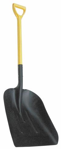 WESTWARD Western Scoop: 2 Ribs, Steel, #12 Blade Size, 14 1/2 in Blade Wd, 19 in Blade Lg, D-Grip (MPN 4LVR3). Key specifications — attr979006: Steel; attr979016: Scoop Shovel; attr987921: #12; attr979009: WESTWARD; attr979010: Yellow.