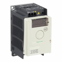 SCHNEIDER Variable Frequency Drive: In Phase Single, 200-240V AC, Out Phase Three, 1/4 hp, IP20 (MPN ATV12H018M2). Key specifications — Style: Base Plate; Color: Black/Blue/Gray; Output Voltage: 200-240V AC; Output Phase: Three.