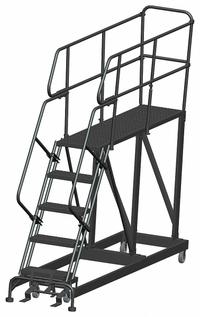 BALLYMORE Mobile Work Platform: 4.2 ft Platform Ht - Max, 24 in x 72 in, Steel, 800 lb Load Capacity (MPN SEP5-2472). Key specifications — Folding: Not Foldable; Mobility: Rolling; Brand: BALLYMORE; Color: Gray; Height Adjustability: Fixed Height; Includes Handrails: Handrails Included; Locking Mechanism: Foot-Activated Step Lock; Handrails: Includes Handrails.