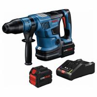 BOSCH Cordless Rotary Hammers: D-Handle, 18V DC, SDS-Max, 5 in max, (1) Charger/(2) Batteries (MPN GBH18V-45CK27). Key specifications — attr113858: 18V DC; attr113796: BOSCH; attr113808: 0 bpm to 2,760 bpm; attr113803: Yes; attr113838: Hammer and Rotate; attr113809: Yes; attr113815: (2) Batteries; attr113804: 12.0Ah.