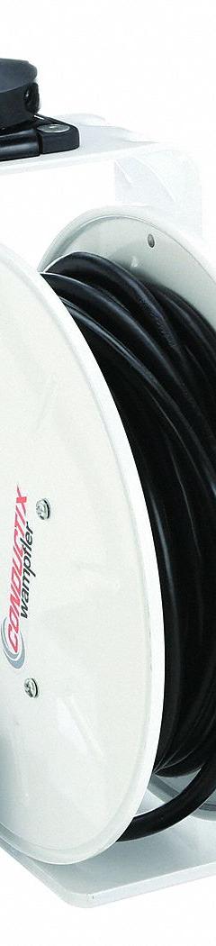 CONDUCTIX-WAMPFLER Extension Cord Reel: Ratchet Lock, 50 ft Cord Lg, 12 AWG, SJOW, 5-20R Cord Lg (MPN XA-121120305016E). Key specifications — Retractable Cord Ending NEMA Configuration: 5-20R; Feeder Cord Ending NEMA Configuration: 5-20P; Brand: CONDUCTIX-WAMPFLER.