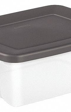 STERILITE Storage Tote: 6.3 gal, 19 7/8 in x 15 1/2 in x 7 3/4 in, Clear Body, Gray Lid, Gray, Clear (MPN 19363V06). Key specifications — attr1188666: Plastic; attr1188675: Clear; attr1188676: Gray; attr1188687: STERILITE.