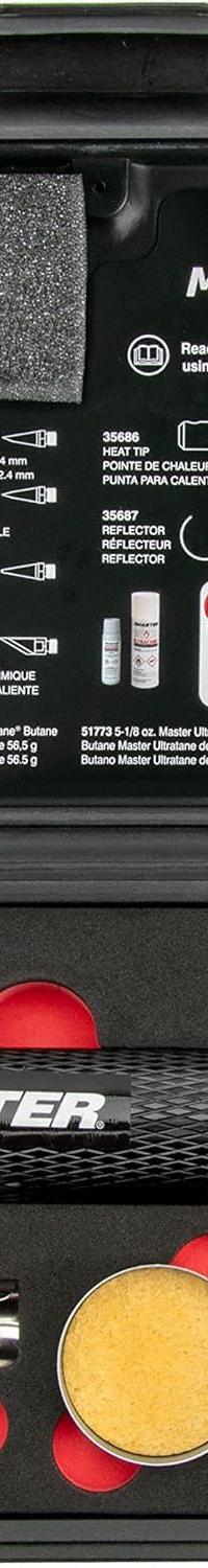 MASTER APPLIANCE Butane Microtorch Kit: 60 min Run Time, Heat Shrink/Knife Tip, Butane Torch Kit (MPN MT-80K). Key specifications — Run Time: 60 min; Flame Adjustment: Adjustable Flame Height; Series: Microtroch Kit; Manufacturer Part Number: MT-80K; Product Type: Butane Torch Kit; Brand: MASTER APPLIANCE; Item: Butane Torch Kit.