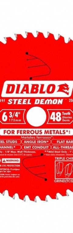 DIABLO Circular Saw Blade: 6 3/4 in Blade Dia., 48 Teeth, 0.07 in Cut Wd, 13/16 in Arbor Size (MPN D0649F). Key specifications — attr1116119: DIABLO; attr1145631: Metal.