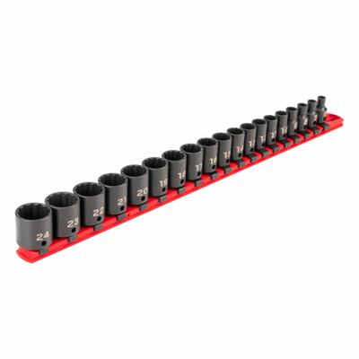 TEKTON Impact Socket Set: 3/8 in Drive Size, Small Set (0-50 pieces) Set Size - Metric Impact Socket Sets