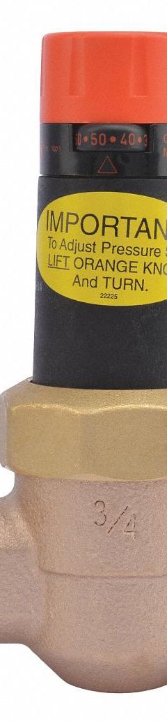 CASH ACME Pressure Regulator: NPT x NPT, 3/4 in Pipe Size, Bronze, 20 psi to 90 psi, 6 in Overall Ht (MPN 23136-0045). Key specifications — Brand: CASH ACME; Low-Lead Compliance: Low-Lead Compliant.