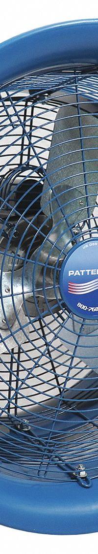 PATTERSON High-Velocity Industrial Fan: 14 in Blade Dia, 1 Speeds, 115/208 to 230V AC, 1/4 hp Motor (MPN HIP14A-CS). Key specifications — Voltage: 115/208 to 230V AC; Brand: PATTERSON; Number of Speeds: 1; Phase: Single.