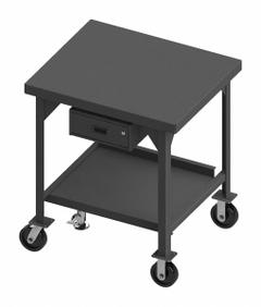 DURHAM MFG Workbench: Fixed Ht, Steel, 60 in x 30 in, 3,600 lb Overall Load Capacity (MPN HDWBMFL-3060-6PH-177-95). Key specifications — Unit Type: Not Expandable or Modular; Assembly: Fully Assembled; Wheel Material: Phenolic; Frame Material Finish: Powder Coated; Drawer Depth: 19-7/16 in; Drawer Height: 4-15/16 in; Mobility: Casters; Drawer Width: 13-5/16 in.