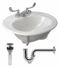 ZURN Bathroom Sink: White, Vitreous China, 20 1/2 in Overall Lg, 17 1/4 in Overall Wd, Wristblade (MPN Z5114.521.1.07.00.0). Key specifications — Includes: Trap; Brand: ZURN; Color: White; Sink Material: Vitreous China.