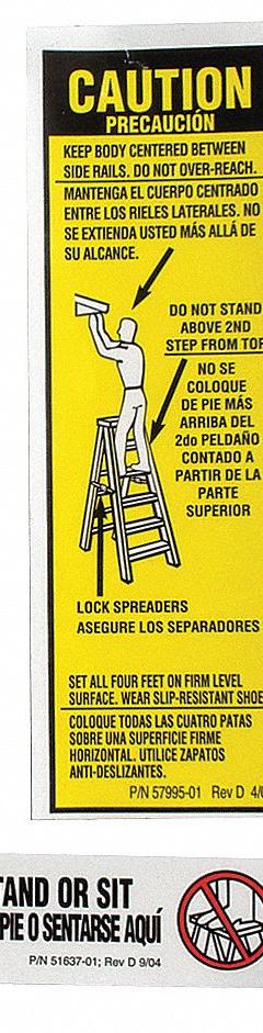 WERNER FG Stepladder Safety and Instructions Labels: Fits Werner Brand (MPN LFS100). Key specifications — For Use With Grainger Item Number: 4XP38; For Use With Mfr. Model Number: T6208; Fits Brand: Werner; Product Type: FG Stepladder Safety and Instructions Labels; Brand: WERNER.