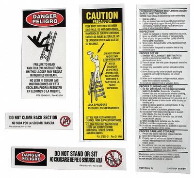 WERNER Stepladder Safety and Instructions Labels: Fits Werner Brand (MPN LFS100) - Material Handling Parts