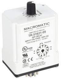 MACROMATIC Single Function Time Delay Relay: Socket Mounted, 240V AC, 10 A, 11 Pins/Terminals (MPN TR-51621-05). Key specifications — Brand: MACROMATIC.
