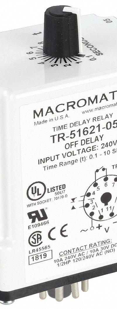 MACROMATIC Single Function Time Delay Relay: Socket Mounted - Socket-Mounted Relays