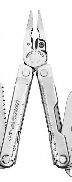 LEATHERMAN Multi Tool Plier: Multi-Tool Plier, 17 Tools, 17 Functions, 4 in Closed Lg, Silver, Rebar (MPN 831547). Key specifications — attr15951: LEATHERMAN; attr15966: Tool Only; attr10312: Silver; attr15960: Electrical Crimper; attr15963: Stainless Steel; attr15971: Multi-Tool Plier; attr15972: Premium Replaceable Wire Cutters; attr15977: Fold Open.