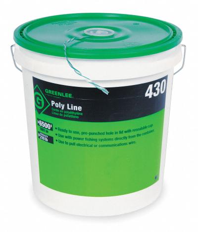 GREENLEE Poly Line: For EMT/IMC/Rigid Types, 6,500 ft Lg, 18 in Ht, 12 in Wd, Material Plastic - Fishing Lines