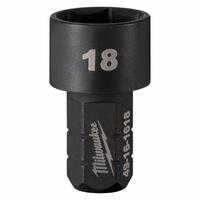 MILWAUKEE Impact Socket: SAE/Metric, 18 mm Socket Size, 6-Point, Short, 1 41/64 in Overall Lg (MPN 49-16-1618). Key specifications — attr1215501: MILWAUKEE; attr1215515: Black Oxide; attr1215518: 18 mm.