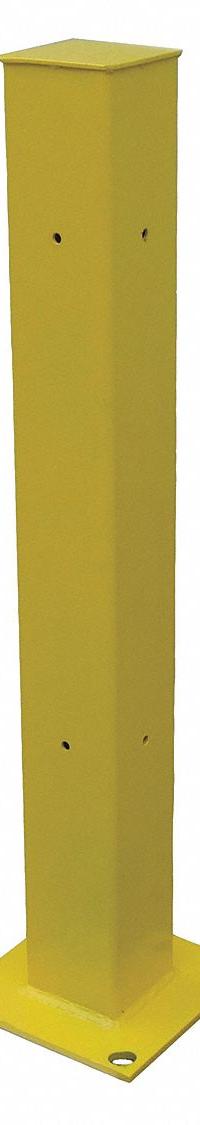 APPROVED VENDOR End Post: End, 42 in Overall Ht, Steel, Powder Coated, 5 in Post Dp, 5 in Post Wd (MPN 21XL99). Key specifications — Includes Mounting Hardware: Mounting Hardware Included; Material: Steel; Number of Rail Levels: 1; Product Type: Guardrail Post; Finish: Powder Coated; Includes: Holes 8 in on Center.