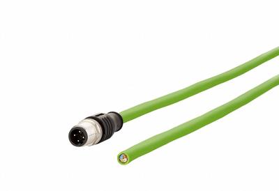 METZ CONNECT Cable: Cat5/PROFINET, M12 Plug Male Straight x Bare Wire, 5 m Lg, PUR, Green - Single-Ended M12 Data Cordsets