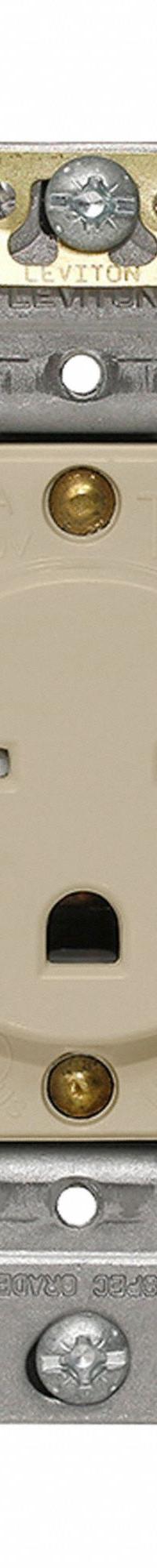 LEVITON Single Receptacle Outlet: Single, 6-15, Ivory, 250V AC, 15 A, 2 Pole / 3 Wire (MPN T5661-I)