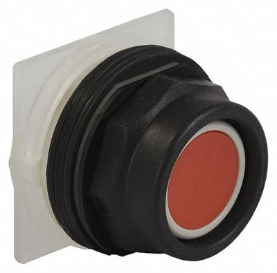 SCHNEIDER Flush Push Button: Red, 30 mm Mounting Size, Non-Metallic - Flush-Mount & Recessed Push-Button Operators