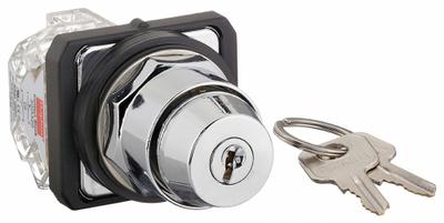 Dayton Selector Switch: 2 Position, 30 mm Panel Mounting Size - Panel-Mounted Key Switches with Contacts