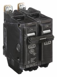 GE Miniature Circuit Breaker: THQB, 25 A, 120/240V AC, Single Phase, 10kA at 120/240V AC, Std (MPN THQB2125). Key specifications — attr195972: 25 A; attr195973: 120/240V AC; attr195974: Single; attr195975: 10kA at 120/240V AC; attr195976: Load Centers.