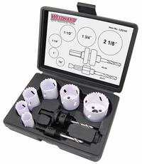 WESTWARD Hole Saw Kit: 8 Pieces, 1 1/2 in Max. Cutting Dp, Bi-Metal, 4/6 Teeth per Inch (MPN 12G707). Key specifications — attr1098178: 4/6; attr1098172: WESTWARD.