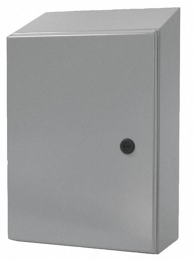 WIEGMANN Sloped Top Enclosure: Steel, 20 in x 20 in x 8 in, NEMA 12/13/3R/4, Solid Cover - Steel Washdown Enclosures