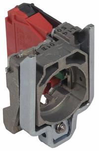 SCHNEIDER Contact Block: 22 mm Panel Mounting Size, 1NO, Momentary, ZB4 Series (MPN ZB4BZ1016P). Key specifications — Switch Action: Momentary; Terminal Connection Type: Screw Clamp Terminals; Brand: SCHNEIDER; Compatible with Series: ZB4.