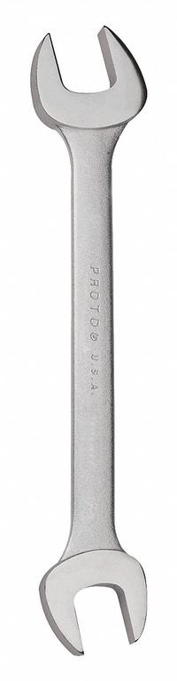 PROTO Open End Wrench: Alloy Steel, Satin, 20 mm_22 mm Head Size, 9 31/64 in Overall Lg, Std (MPN J32022). Key specifications — attr309776: No; attr309781: Satin; attr309780: Alloy Steel; attr324939: PROTO.