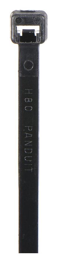 PANDUIT Cable Tie: 6 in Nominal Lg, 1 1/2 in Nominal Max. Bundle Dia., 0.14 in Wd, Black, 100 PK (MPN PLT1.5I-C0). Key specifications — Outdoor Use: No; Color: Black; Brand: PANDUIT.