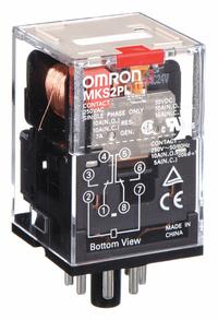 OMRON General Purpose Relay: Socket Mounted, 10 A Current Rating, 24V DC, DPDT, 8 Pins/Terminals (MPN MKS2PIDC24). Key specifications — Brand: OMRON; Base Type: Octal; Mounting Style: Plug-In; Pin Shape: Round; Electrical Connection: Plug-In; Manufacturer Part Number: MKS2PIDC24; Operating Current: 5 A at 30V DC (Resistive Load); Series: MK-S Series.