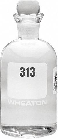 WHEATON BOD Bottle: 300 mL, Pennyhead Stopper, 165 mm, Colorless, # Sequence: 313-336, ASTM/USP (MPN 227497-14G). Key specifications — Closure Type: Pennyhead Stopper; Mouth Size: Narrow; Brand: WHEATON; Body Color: Colorless.