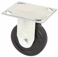 APPROVED VENDOR Plate Caster: Rigid, No Brake, Rubber, 5 in Wheel Dia., 1 1/4 in Wheel Wd, Slot (MPN P12R-R050B-P3). Key specifications — Brand: APPROVED VENDOR; Wheel/Tread Color: Black; Roll Up: Rigid.