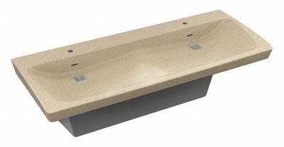 BRADLEY Bathroom Sink System: Express, Sand, Terreon, 66 in Overall Lg - Two-Station Wall-Mounted Bathroom Sinks without Faucets