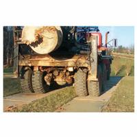 CHECKERS INDUSTRIAL PROD INC Ground Protection Mat: Rigid, 50 ton Load Capacity, 32 in x 6 ft, Tan (MPN N3272HDS). Key specifications — Handle Type: Rope Handles; Series: Mud-Traks; Non-Conductive: Yes; Recommended Connector: Drop-in Steel Bolt Connectors; Bottom Design: Diamond Plate.