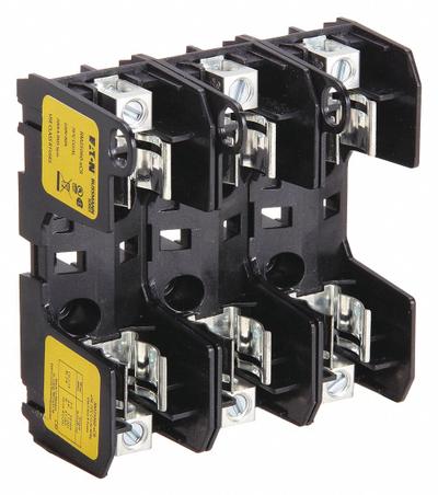 BUSSMANN Fuse Block: Open Block Design, 3 Pole, 250 V AC, Box Lug - Fuse Blocks for UL Class RK1 & RK5 Fuses