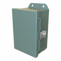 HAMMOND Electrical Enclosure: Steel, 6 in x 4 in x 3 in, NEMA 12/13/3R/4, Solid Cover, Hinged (MPN HJ643HLP). Key specifications — Closure Method: Clamps; Brand: HAMMOND; Knockouts: Not Included.