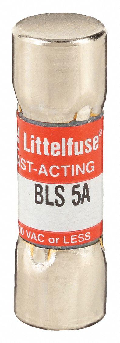 LITTELFUSE Fuse: BLS Series, Midget, Fast-Acting, 5 A, 600 V AC, 13/32 in x 1 3/8 in - Fast-Acting Cylindrical Fuses