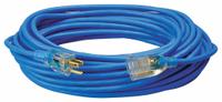 SOUTHWIRE Extension Cord: Outdoor Use, 50 ft Lg, Outlet, 5-15P, 16/3, SJTW, Blue, Single Connector (MPN 2368SW8806). Key specifications — Brand: SOUTHWIRE; Temperature Rating: -58° to 140°F; NEMA Plug Configuration: 5-15P.