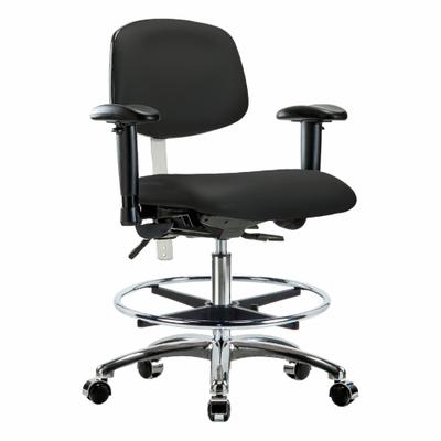 APPROVED VENDOR Cleanroom Task Chair: Vinyl, Arms Included, Ht Range 21 1/2 in to 29 in - Vinyl Cleanroom Chairs