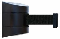 TENSABARRIER Retractable Belt Barrier: Fixed Mounting Plate, 15 ft Belt Lg, Pattern, Black (MPN 897-15-S-33-NO-B9X-C). Key specifications — Frame Color: Black; Brand: TENSABARRIER; Belt Color: Black.
