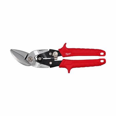 MILWAUKEE Aviation Snip: Left, 10 in Overall Lg, 1 1/2 in Cutting Lg, Steel, TPR - Aviation Snips